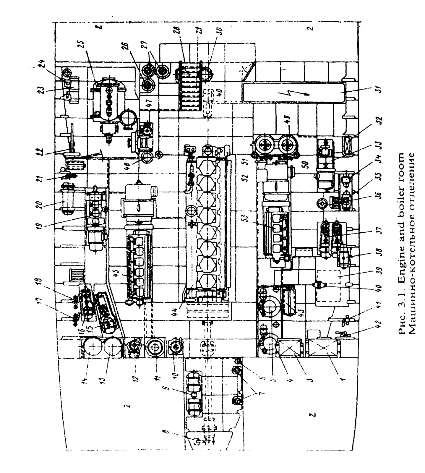 План машинного отделения судна