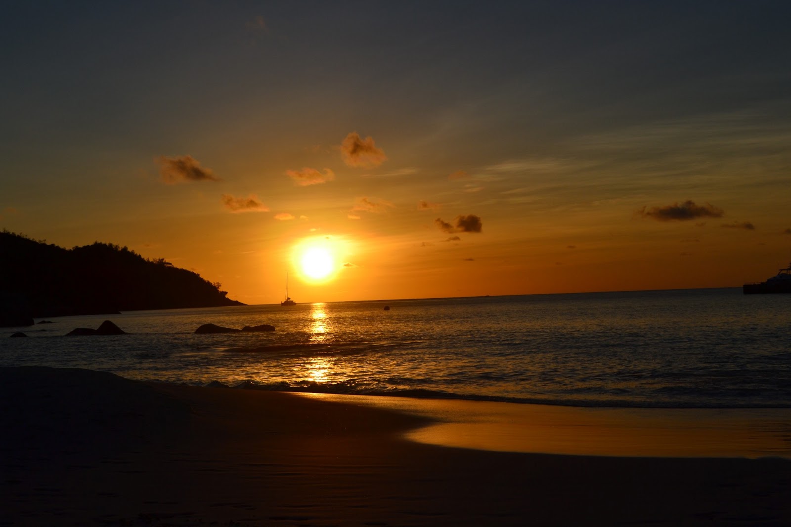 Sunset on Anse Lazio beach(Praslin island)