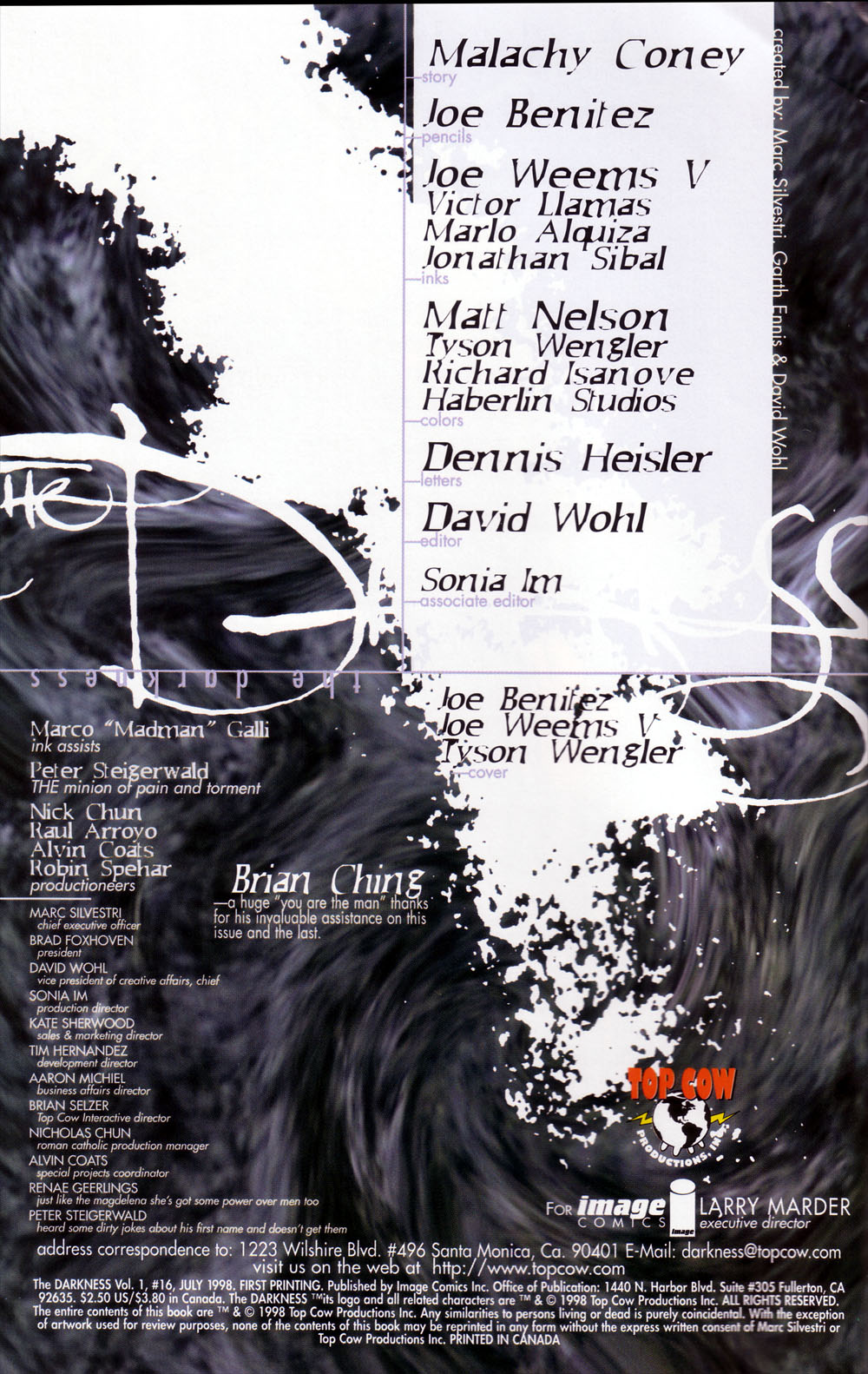 Read online The Darkness (1996) comic -  Issue #16 - 2