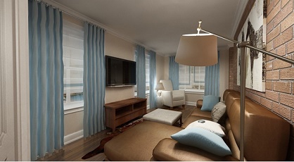 Salas en color marrón y azul - Decoración de salas con estilo