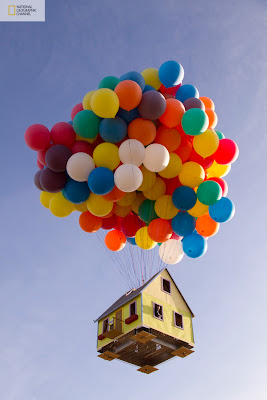 la casa de la pelicula up en la vida real con globos reales