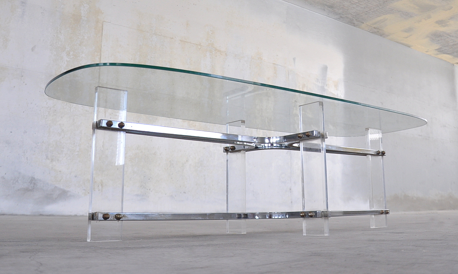 SELECT MODERN Mid Century Modern Chrome, Lucite & Glass Surfboard