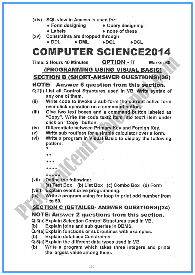 Computer-science-2014-Five-year-paper-class-XII