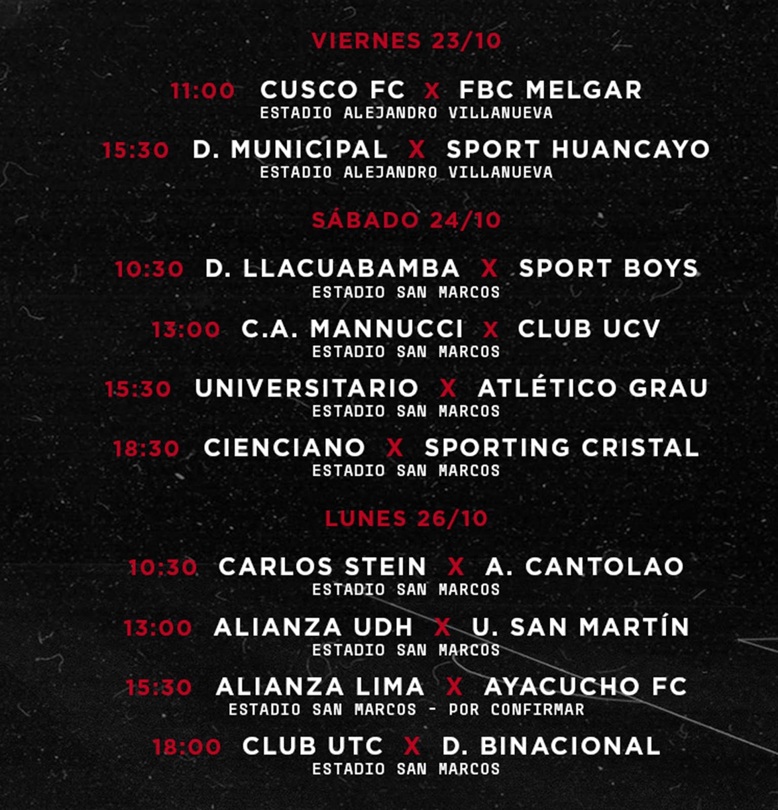 LIGA 1 -  PROGRAMACIÓN FECHA 1 (FASE 2)