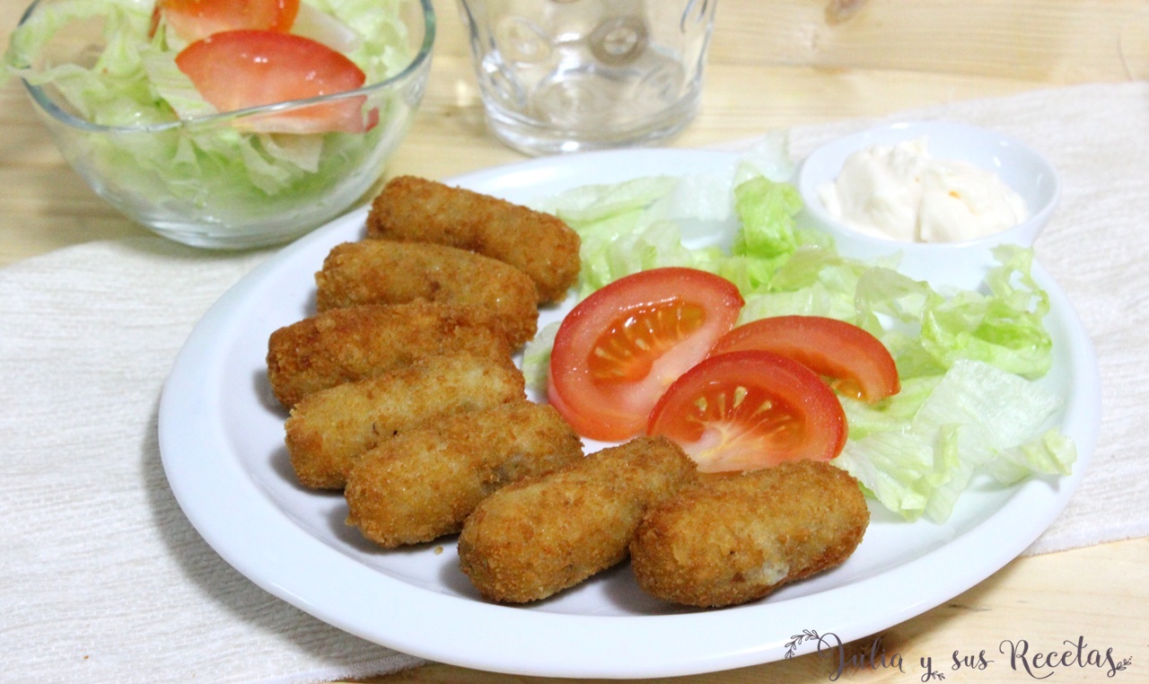 JULIA Y SUS RECETAS CROQUETAS DE POLLO. Restos de carne de cocido