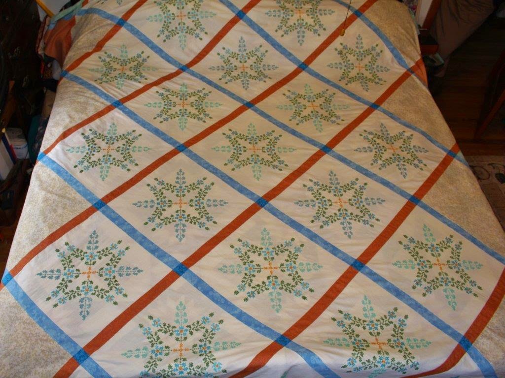 Sarah Lynn's Quilting CrossStitchBlock Quilt Top All Put Together