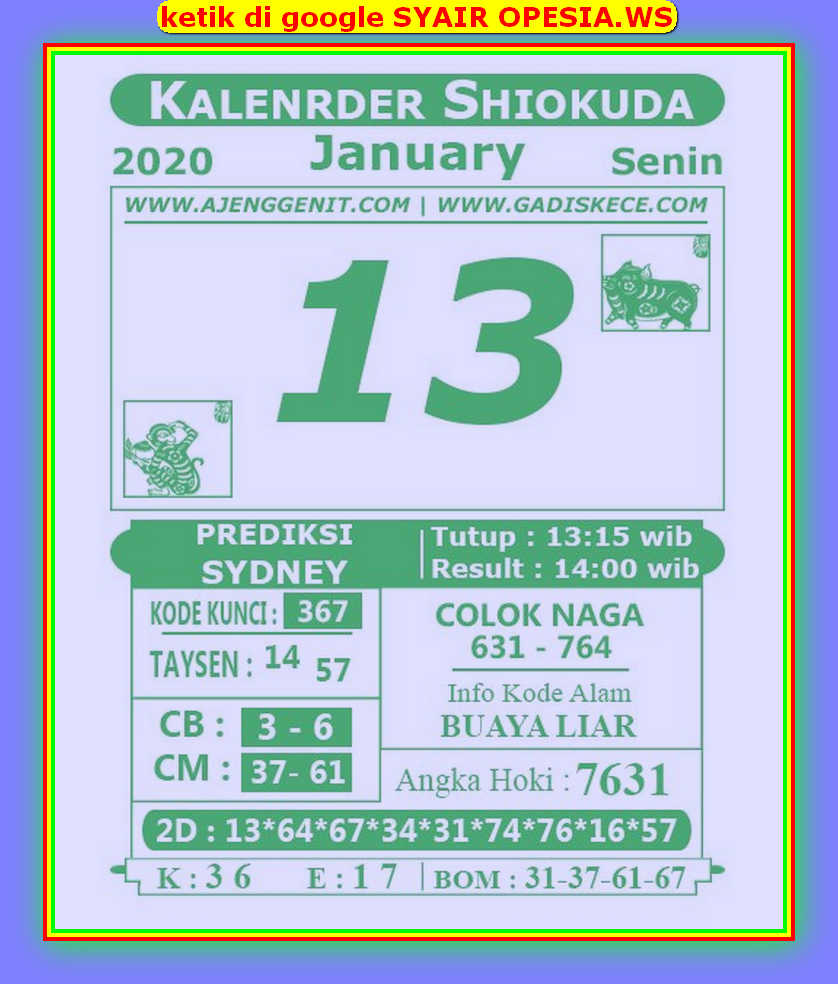 1 New Message Kode Syair Sydney 13 Januari 2020 Forum Syair Togel Hongkong Singapura Sydney