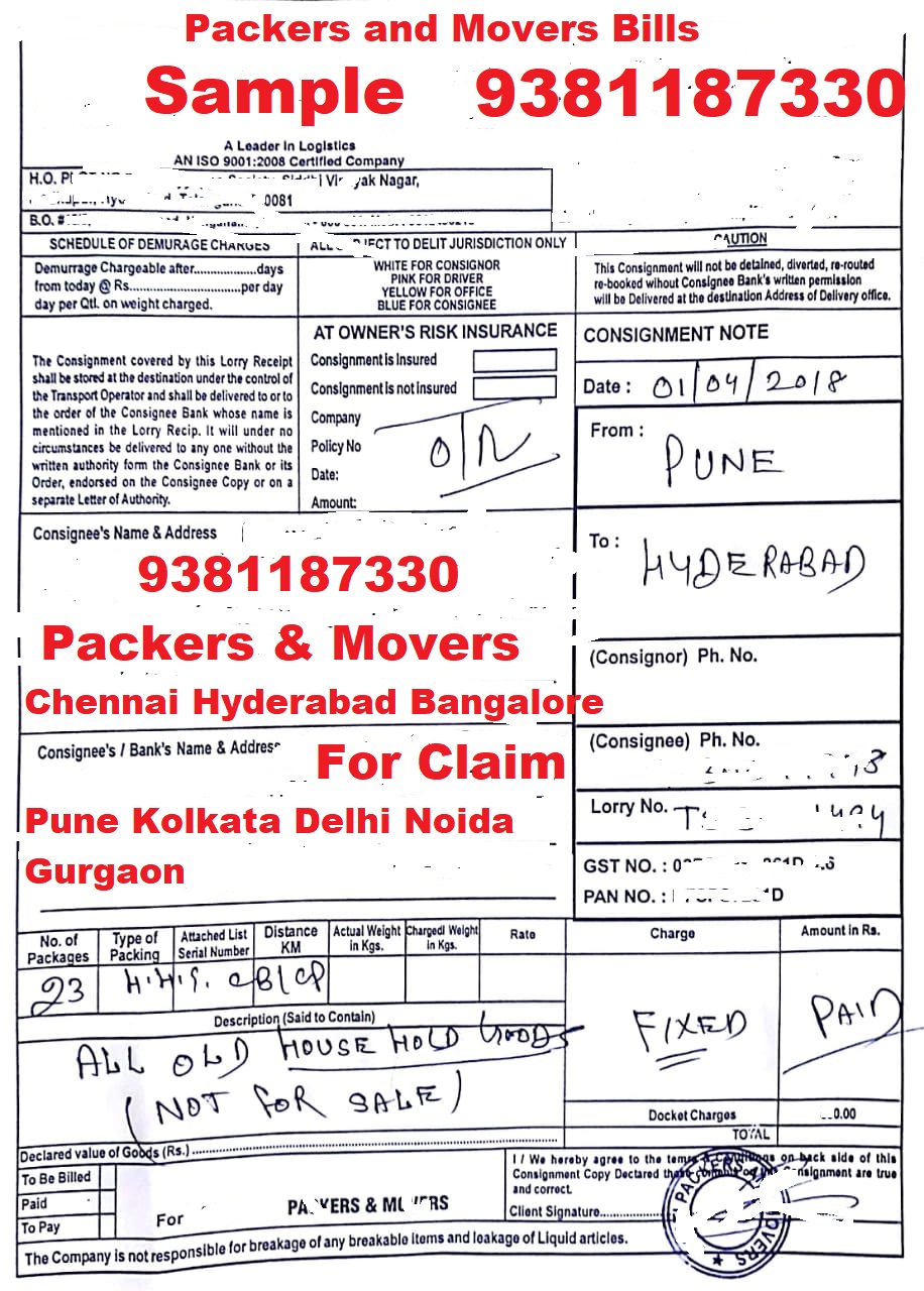 9380223600 100 original gst packers movers bill for claim lta bill format
