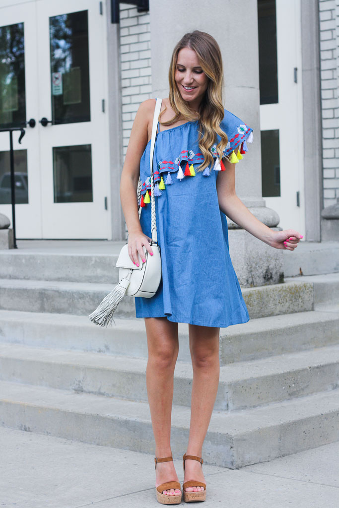 One Shoulder Tassel Dress Twenties Girl Style