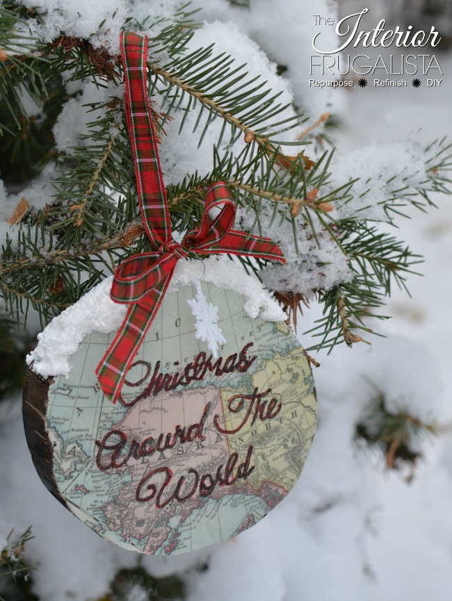 Christmas Around The World Wood Slice Map Ornament