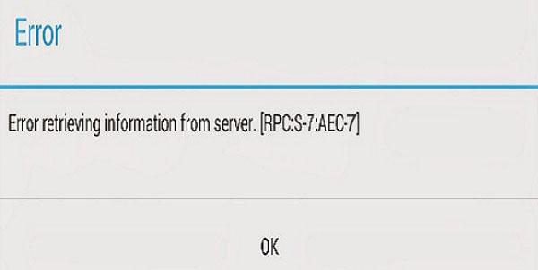 Error Retrieving Information from Server rpc s-7 aec-7