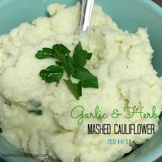 Garlic & Herb Mashed Cauliflower- with iifym macro counts, the key to making tasty mashed cauliflower is extra seasoning! (macro friendly meal, diet food)