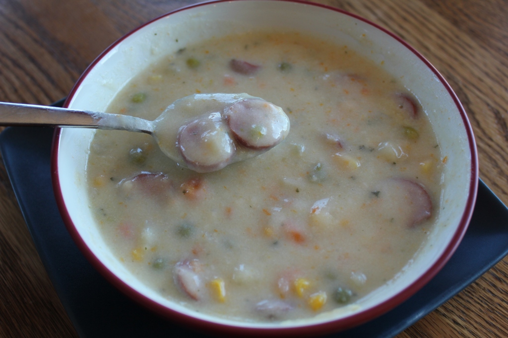 Mama Bird hot dog chowder