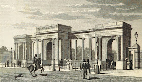 Screen, Hyde Park Corner  from National history and views of London by ed by CF Partington (1837)