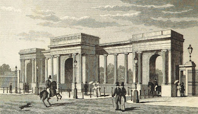 Screen, Hyde Park Corner from National history and views of London by ed by CF Partington (1837) Screen, Hyde Park Corner from National history and views of London by ed by CF Partington (1837)