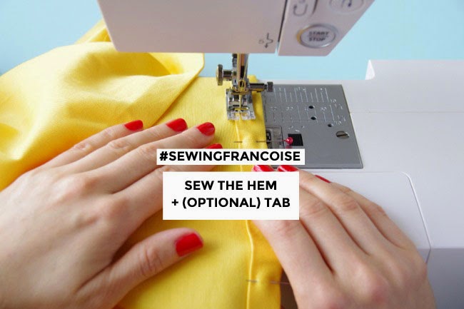 Sew a hem and tab