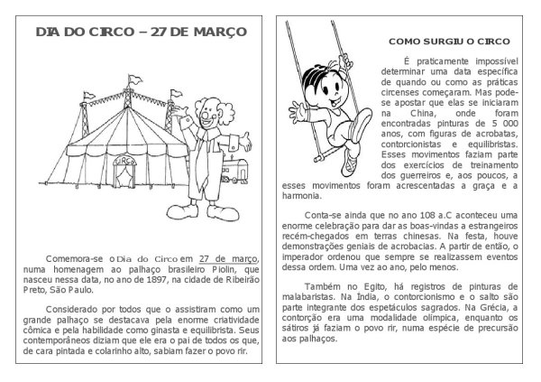 Atividade Projeto Circo Conceito  Projeto circo, Atividades, Educação  infantil