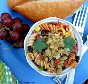 SW Ranch Picnic Salad, a side salad perfect for any cookout. Quick, 4 ingredient dressing for this make ahead side dish | Recipe developed by www.BakingInATornado.com | #recipe #SideDish. 
