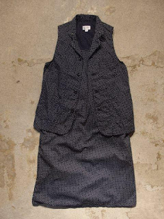 FWK by Engineered Garments Sun Dress in Navy Printed Polka Dot