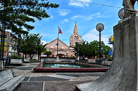 plaza rizal and san rafael church is opposite each other along penaranda st