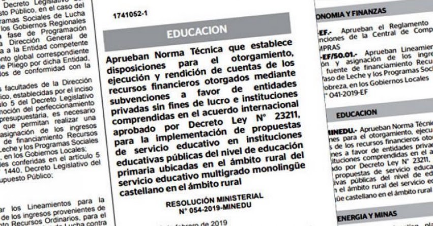 MINEDU otorgará subvención para servicio educativo en zonas rurales (R. M. N° 054-2019-MINEDU) www.minedu.gob.pe MINEDU otorgará subvención para servicio educativo en zonas rurales (R. M. N° 054-2019-MINEDU) www.minedu.gob.pe