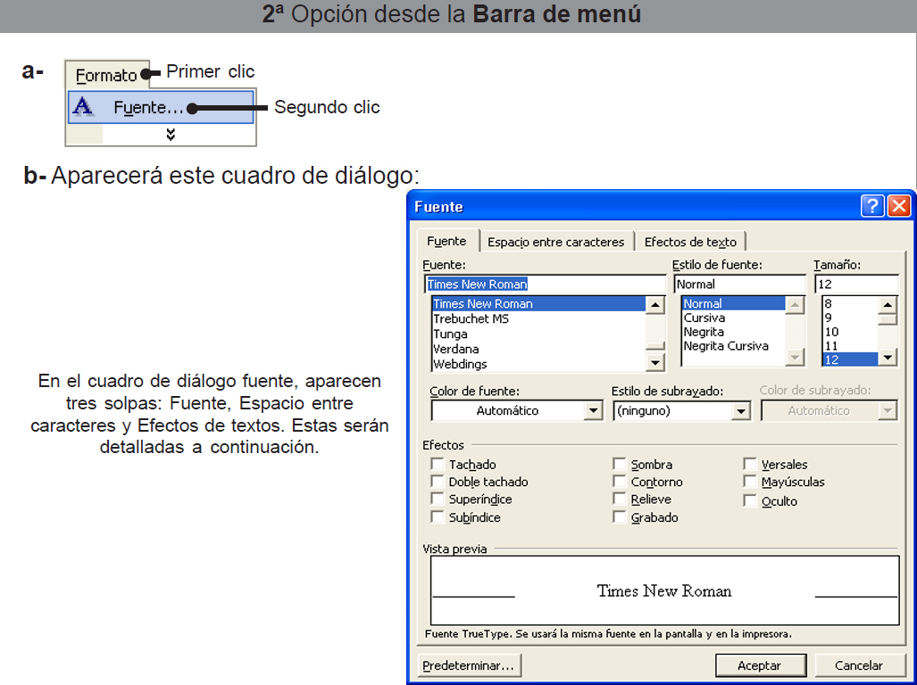 Informática para conocer y aprender Formato de texto en Word Fuente Informática para conocer y aprender Formato de texto en Word Fuente