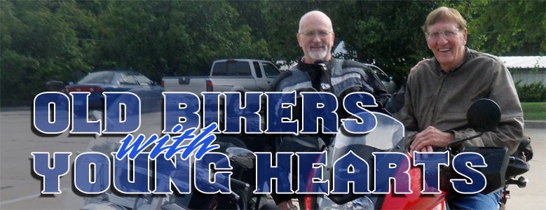 old bikers young hearts motorcycle travel Seniors Columbia, Missouri Bob Forsee, Jim Vest