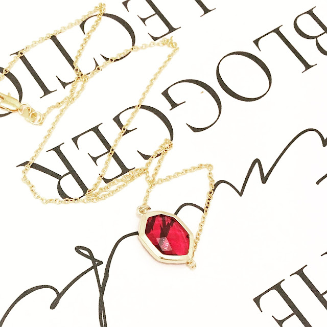 Lovelaughslipstick Blog - Review of a beautiful ruby birthstone july gold pendant necklace from Quaint Charms Jewellery
