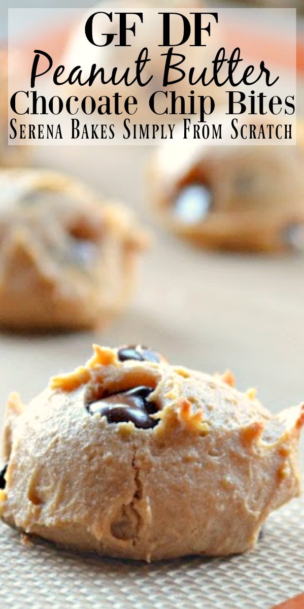 Peanut Butter Chocolate Chip Bites healthier cookie dough is a favorite gluten free, grain free, egg free recipe from Serena Bakes Simply From Scratch.