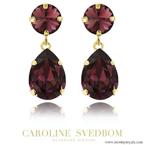 Crown Princess Victoria wears Caroline Svedbom Jewelry Burgundy Classic Drop Earring