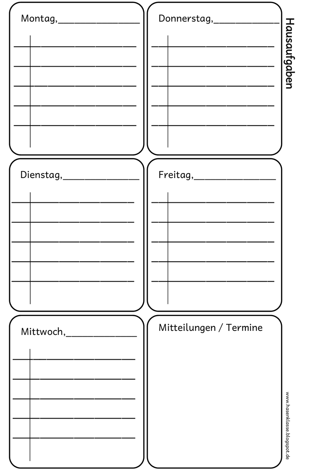 Hausaufgabenheft vorlage – Bürozubehör