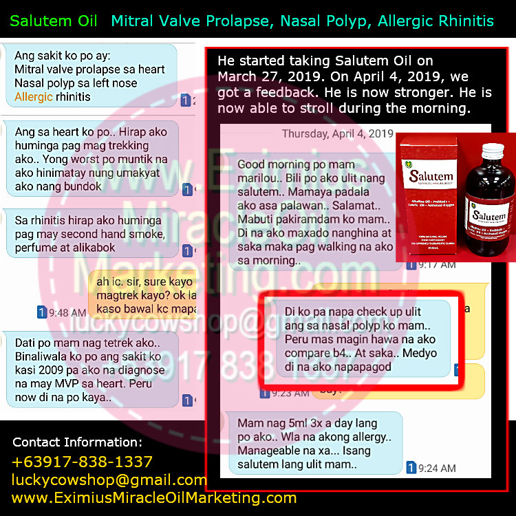 Salutem Oil on Mitral Valve Prolapse Nasal Prolyp Allergic Rhinitis