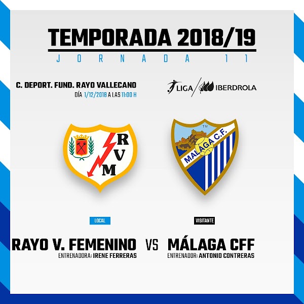 Rayo Femenino - Málaga Femenino, el sábado 1 de Diciembre a las 11:00 horas