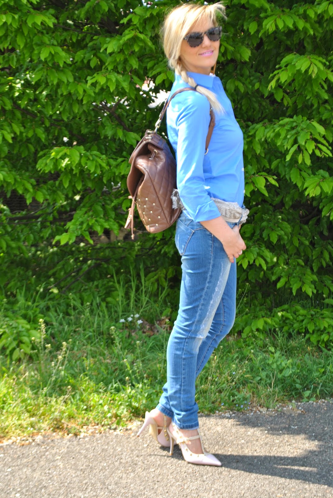 Color-Block By FelyM.: OUTFIT: JEANS, BLUE SHIRT AND BACKPACK