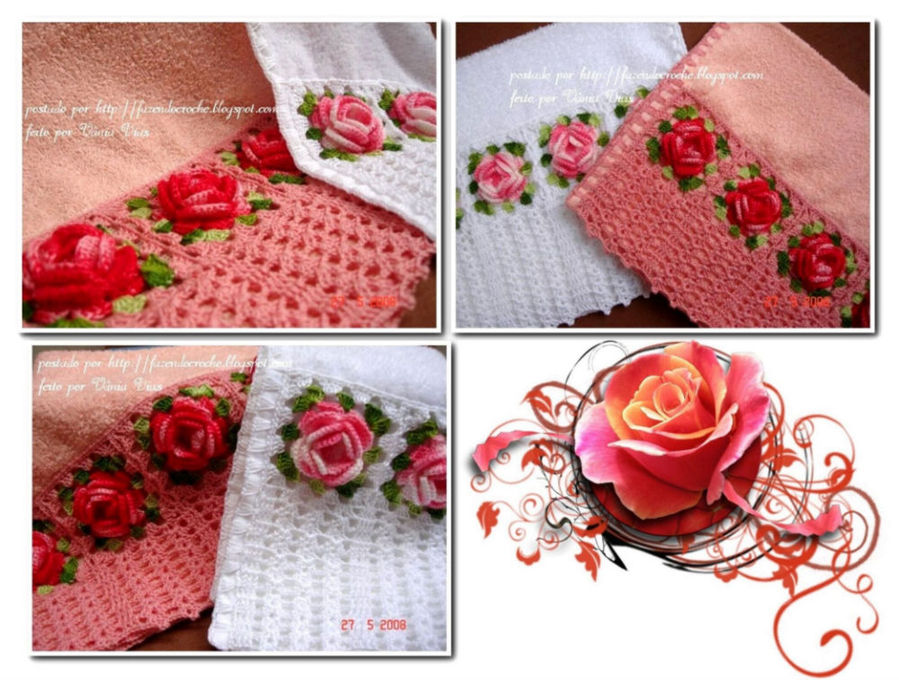 Closet for covers مفارش مع ورد الجوري بالكروشية.Crocheted mattresses