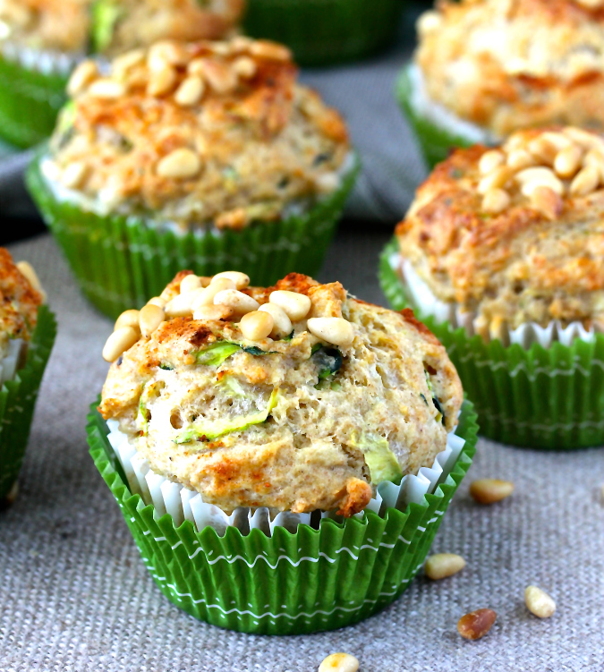 These Cheesy Zucchini and Basil Muffins are savory and moist, and are perfect with a salad or soup for lunch or a light dinner. 