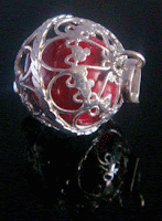Harmony Ball with Red Chime Ball & Sterling Silver Filigree