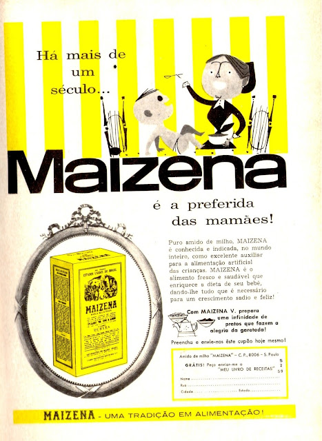 Propaganda da Maizena em 1959. Indicação do produto para as donas de casa para os mais diversos usos.