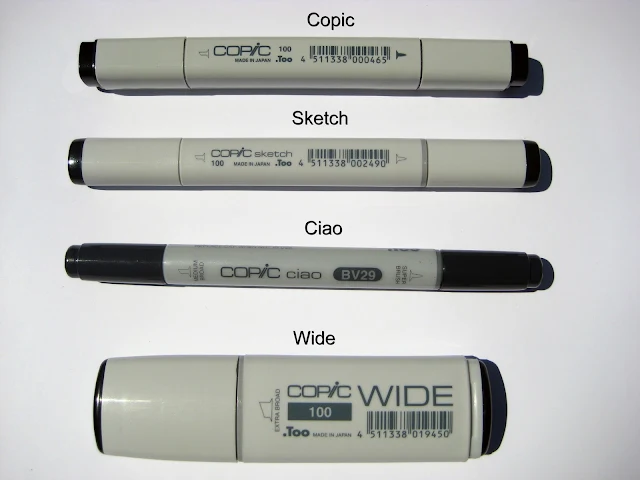 Copic Original, Copic Sketch, Copic Ciao, Copic Wide alcohol based art markers