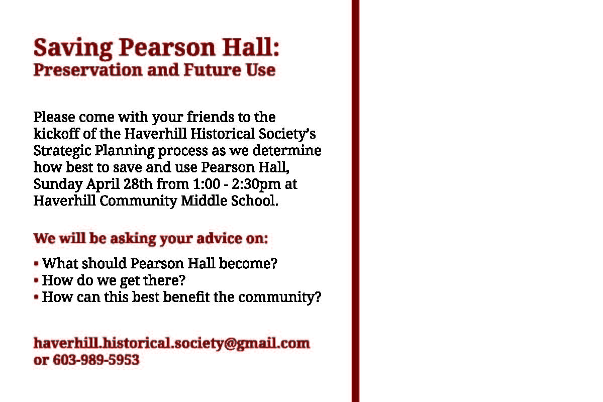 Haverhill Historical Society Saving Pearson Hall