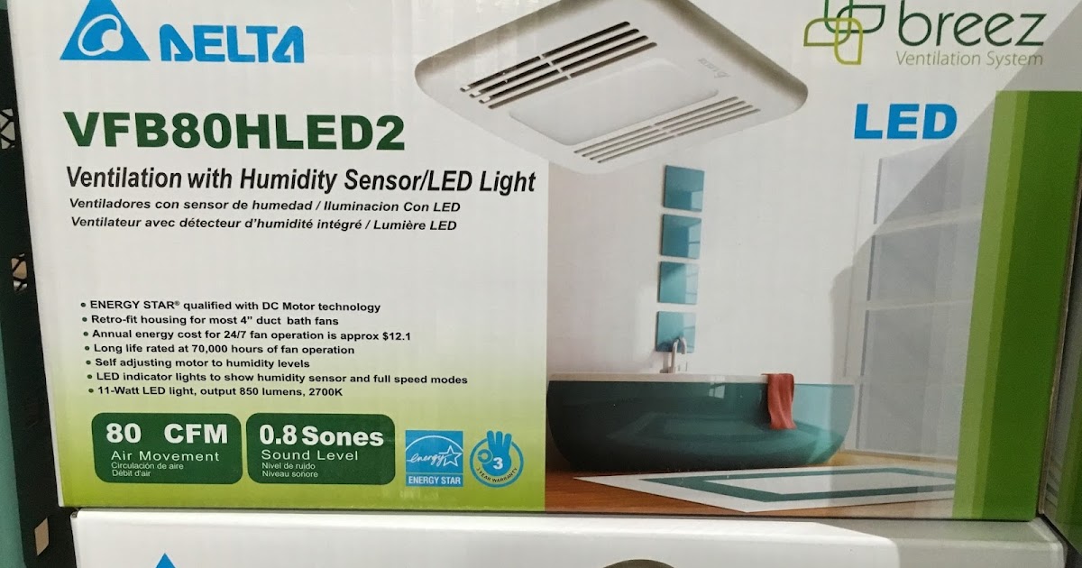 Delta Breez Ventilation System Bath Fan And Led Light Vfb80hled2 Delta Breez Ventilation System Bath Fan