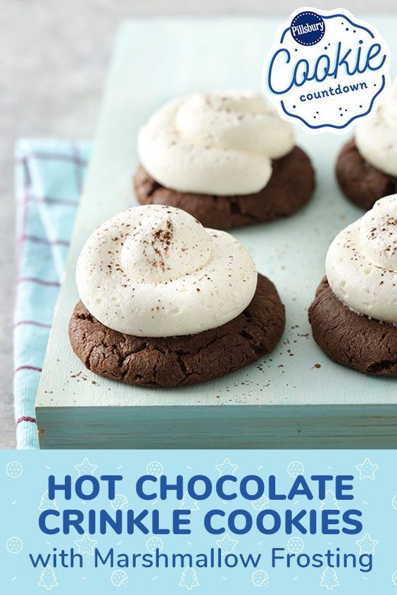 Hot Chocolate Crinkle Cookies with Marshmallow Frosting Healthy Food