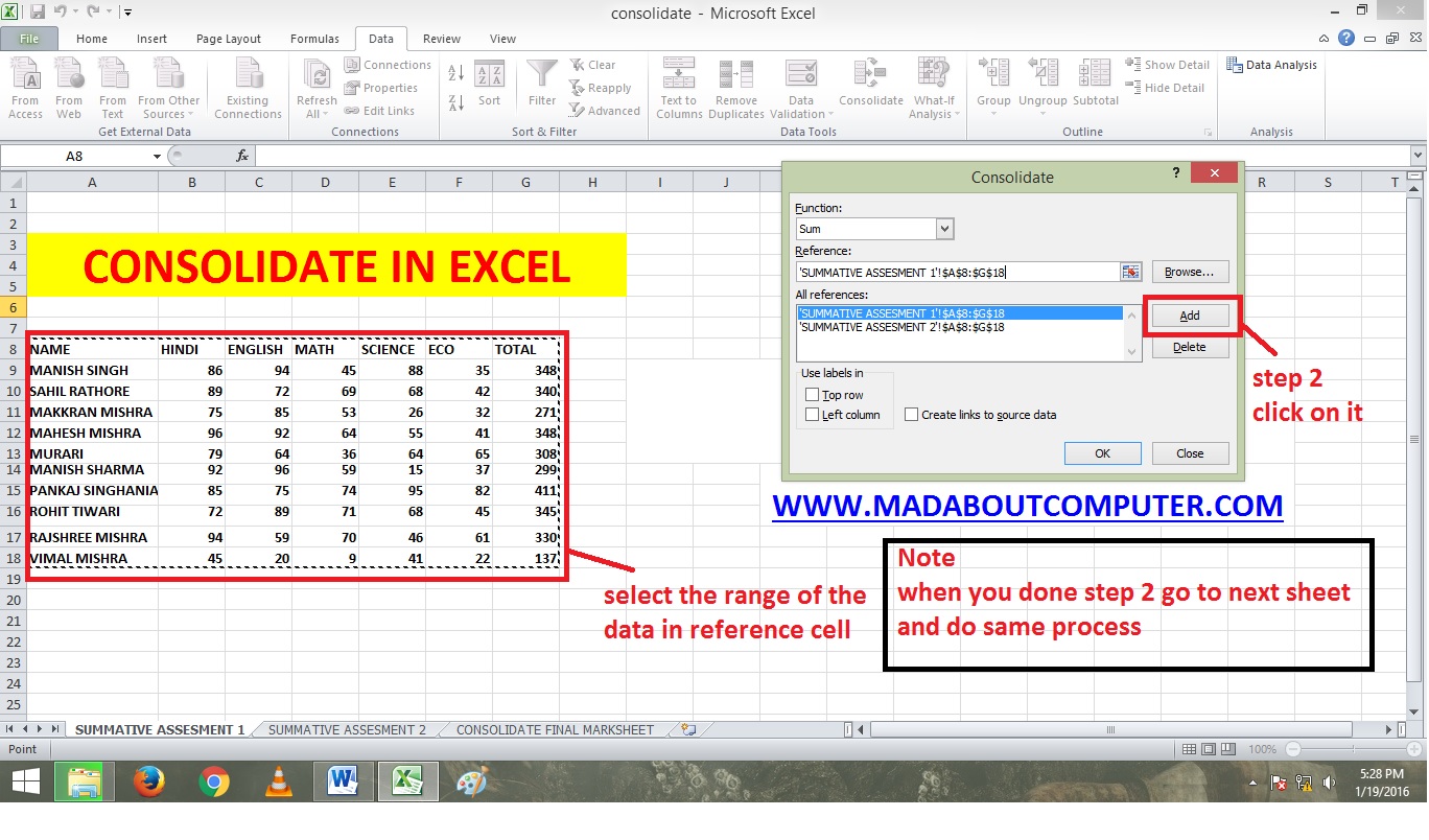 Consolidating Data From Multiple Excel Worksheets By Position