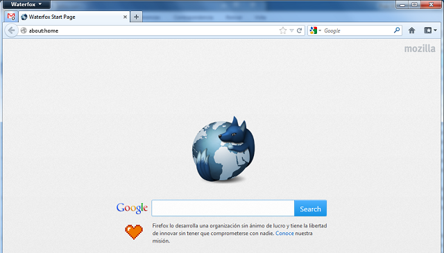 Waterfox screenshot