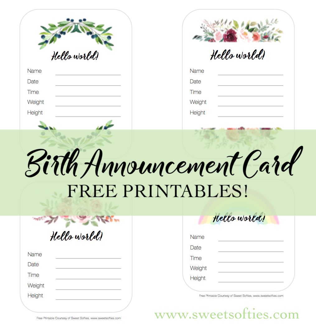 Newborn Baby Birth Announcement Cards Free Printables Sweet Softies Amigurumi And Crochet