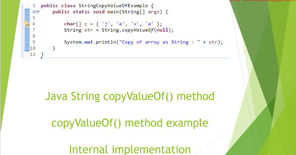 Java String copyValueOf method example - Internal Implementation ...
