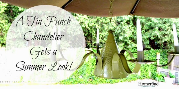 A Tin punch chandelier gets a summer makeover www.homeroad.net
