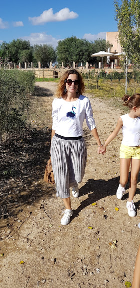 camiseta flamenco azul hecho a mano