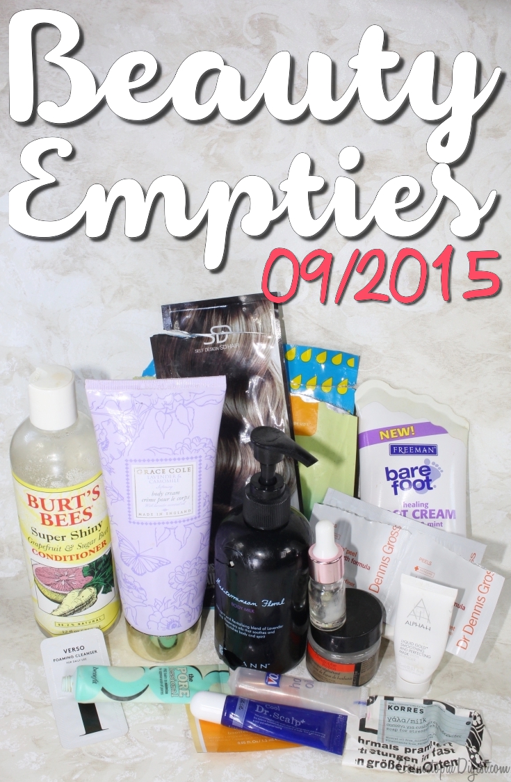 Here are the beauty, skincare, hair care and makeup products I emptied in September 2015 and quick impressions of each.