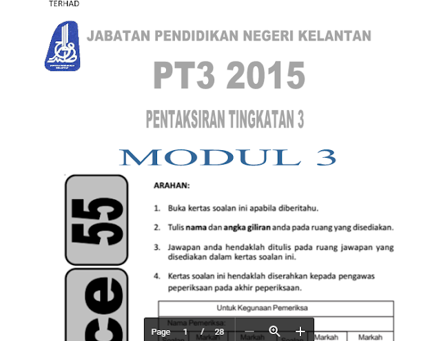 MODUL SAINS PT3 SET 3 (SOALAN DAN SKEMA) ~ My School